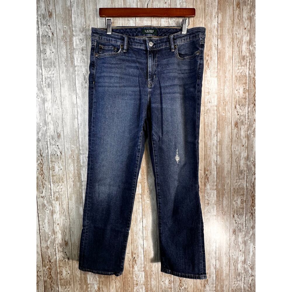 Lauren Ralph Lauren Jeans Womens 10R Blue Relaxed‎ Estate Skinny Distressed